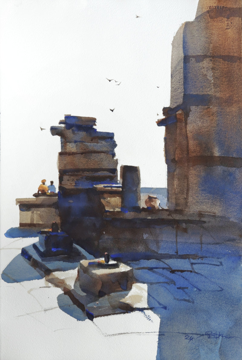 Faith Full' religious watercolor painting by artist Prashant Prabhu, 22x15 inch, on paper