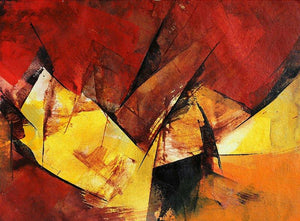 Falling Off The Cliff (Solar Flare) by Siddhesh Rane, Original Acrylic Abstract Painting on Paper, Small Horizontal Wall Art