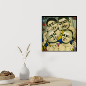 In-situ view of Apet Pramod's 'Family' painting in a room