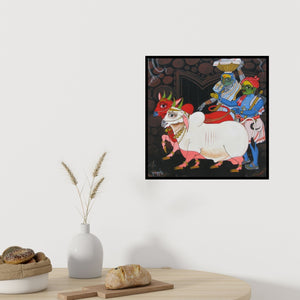 In-situ view of Kv Kale's 'Family (The Village Procession)' painting in a room