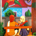 Figurative acrylic painting titled 'Family Gossip', 18x14 inches, by artist V.v. Swamy on Canvas