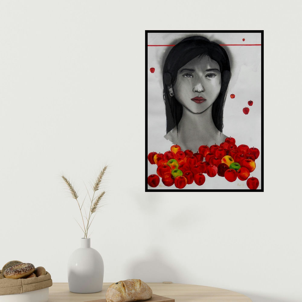 Avi Roy's 'Fanatical Dreams' painting visualized above a sofa in a contemporary room.