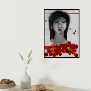 Avi Roy's 'Fanatical Dreams' painting visualized above a sofa in a contemporary room.