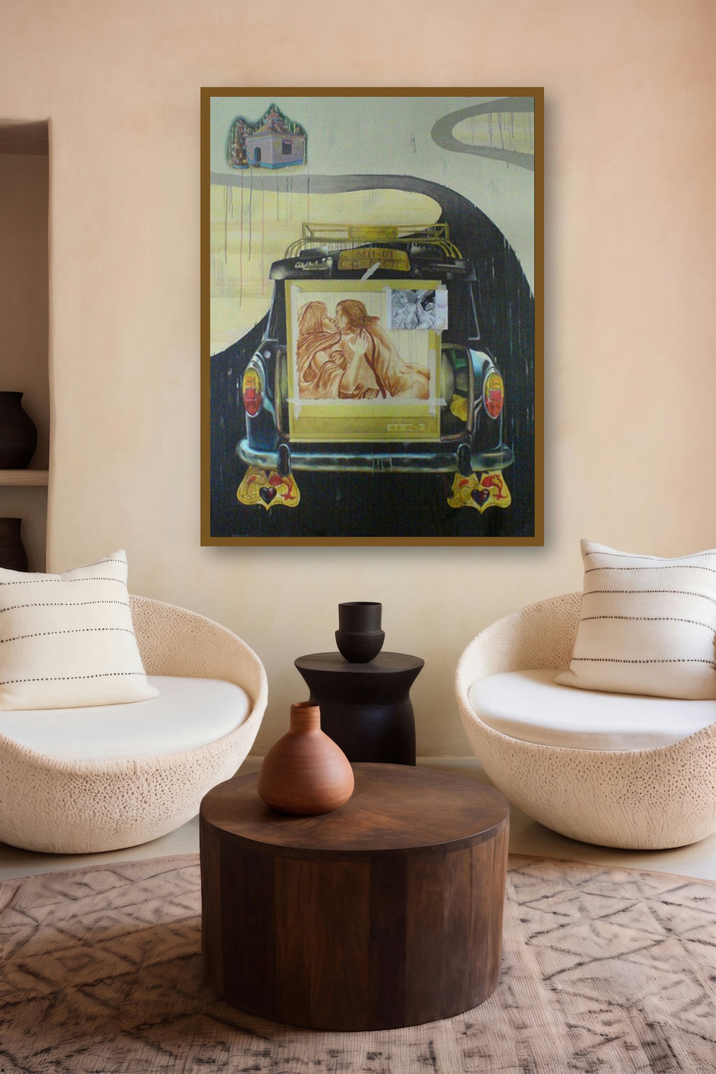 Fantasy (Urban Romance: A Mumbai Taxis Tale) by artist Ajinkya Patil displayed in a Contemporary Exhibition gallery