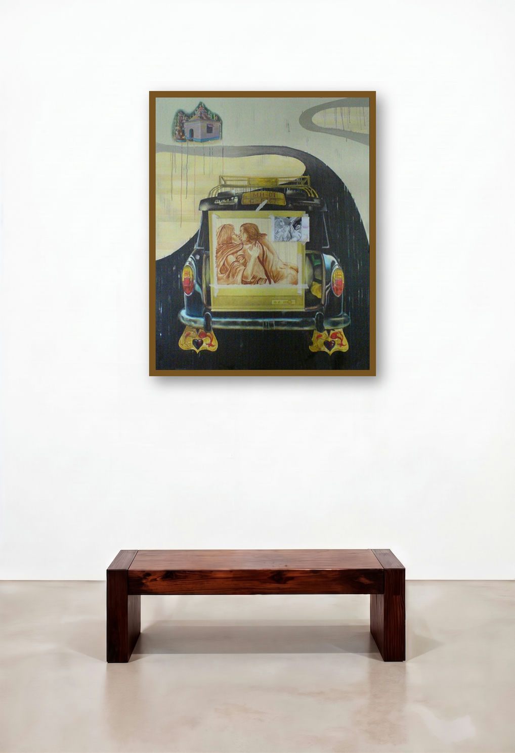 Fantasy (Urban Romance: A Mumbai Taxis Tale) by artist Ajinkya Patil displayed in a Art Deco Hallway