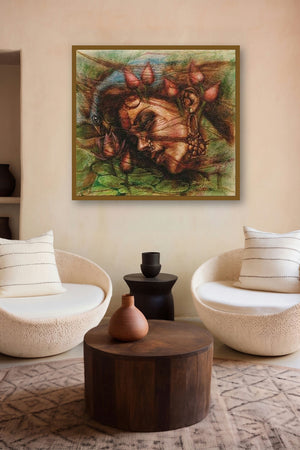 Fantasy Ii (A Lotus-Kissed Gaze) by artist Darshan Sharma displayed in a Contemporary Exhibition gallery