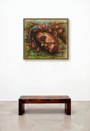 Fantasy Ii (A Lotus-Kissed Gaze) by artist Darshan Sharma displayed in a Contemporary Hotel Lobby