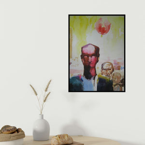 In-situ view of Manas Biswas's 'Fanus (Figurative)' painting in a room