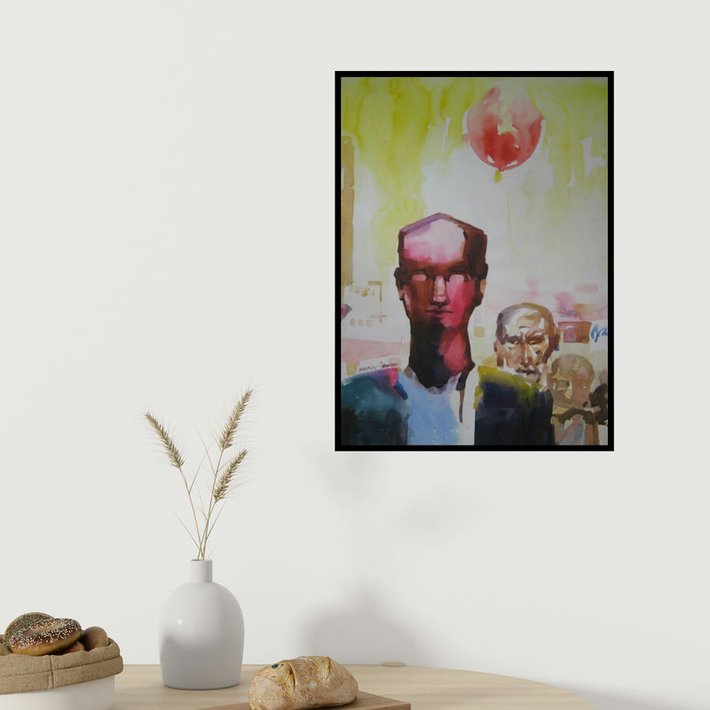 In-situ view of Manas Biswas's 'Fanus (Figurative)' painting in a room