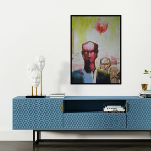 Preview of 'Fanus (Figurative)' Painting by Manas Biswas shown on a wall in a furnished room.