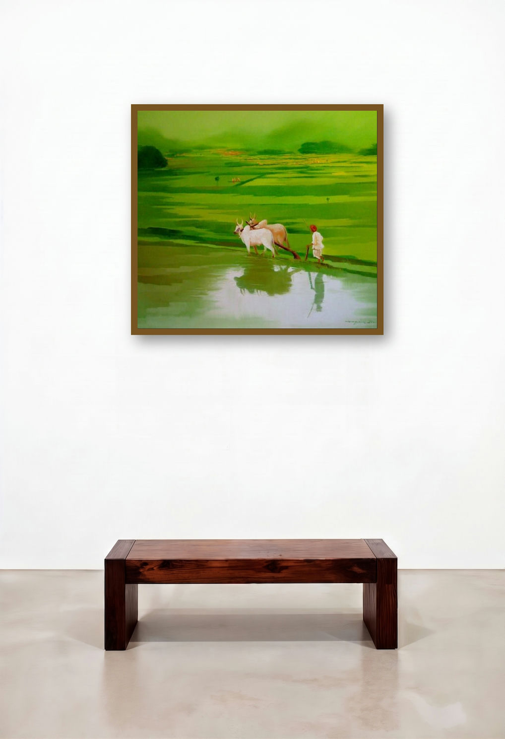 Farmer (Fields of Gold: A Farmers Dedication) by artist Narayan Shelke displayed in a Industrial Study