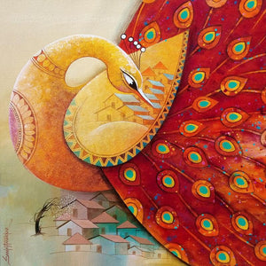 Animals acrylic painting titled 'Fascination 8', 24x24 inches, by artist Sanjay Tandekar on Canvas