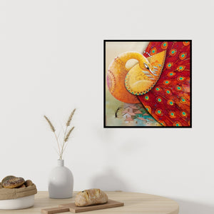 In-situ view of Sanjay Tandekar's 'Fascination 8 (The Watchful Guardian)' painting in a room