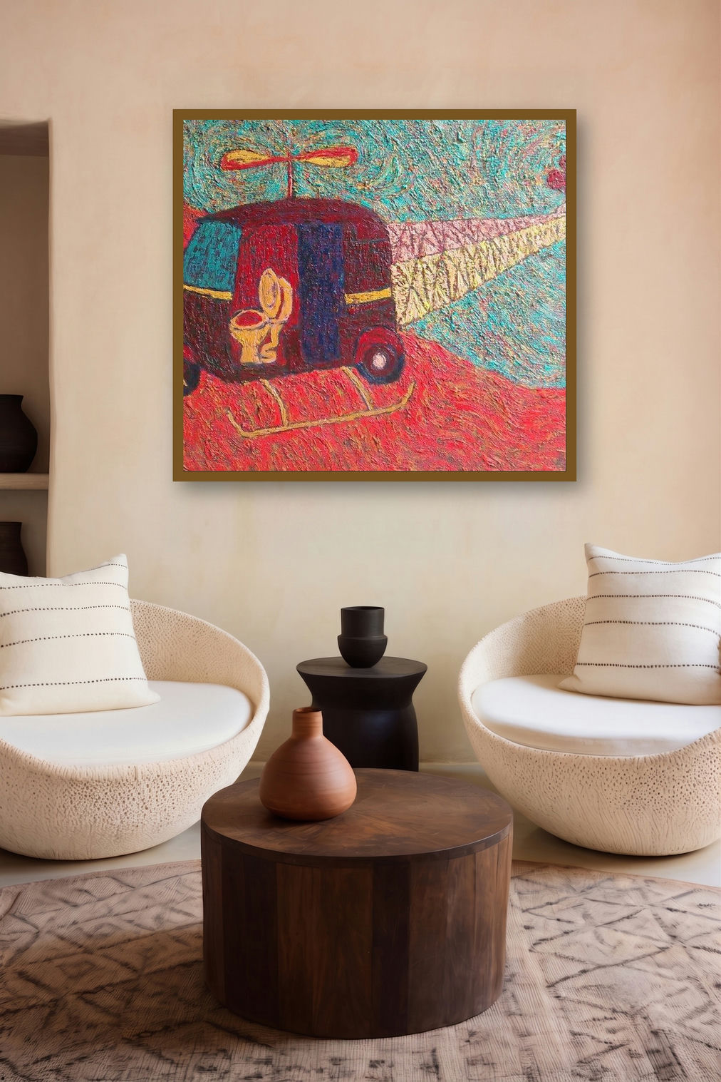 Fast Life (The Flying Machine) by artist Suraj Nagwanshi displayed in a Indian Art gallery