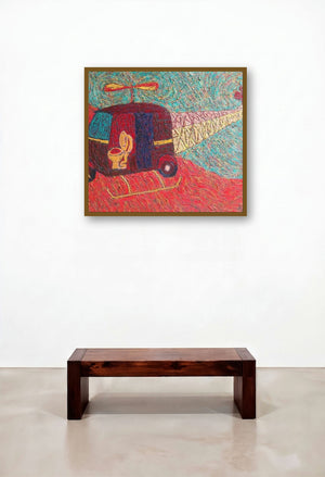 Fast Life (The Flying Machine) by artist Suraj Nagwanshi displayed in a Rustic Family Room
