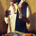 Figurative oil painting titled 'Father Shepherd', 24x48 inches, by artist RAOSAHEB GURAV on Canvas
