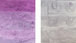 Abstract mixed media painting titled 'Feeling Line 34', 18x32 inches, by artist Suhani Jain on Canvas