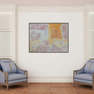 'Feeling Lines 19 (Untitled)' painting by Suhani Jain shown on a wall in a furnished room.