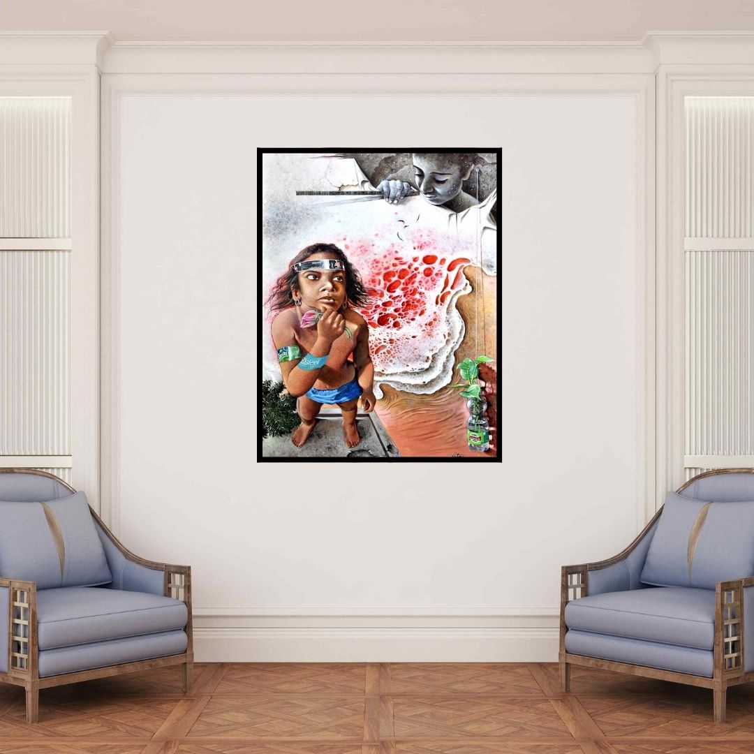 In-situ view of Goutam Das's 'Feelings 3' painting in a room