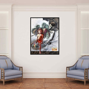 In-situ view of Goutam Das's 'Feelings 4 (Rally for Water Conservation)' painting in a room