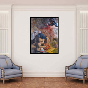 In-situ view of Goutam Das's 'Feelings 5' painting in a room