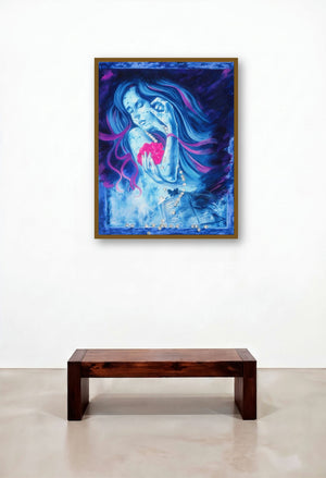 Feelings Of Sorrow (Shattered Dreams) by artist Shambhu Nath Goswami displayed in a Japandi Hotel Lobby
