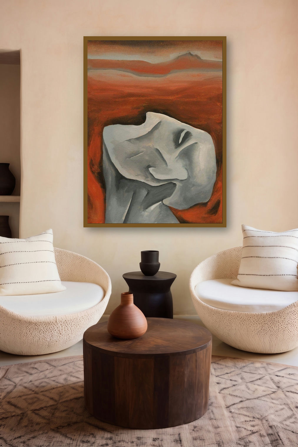 Feelling (Solitude in the Flames) by artist Akashay Avsare displayed in a Modern gallery