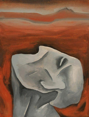 Feelling (Solitude in the Flames) by Akashay Avsare, Original Watercolor Figurative Painting on Paper, X-Small Vertical Wall Art
