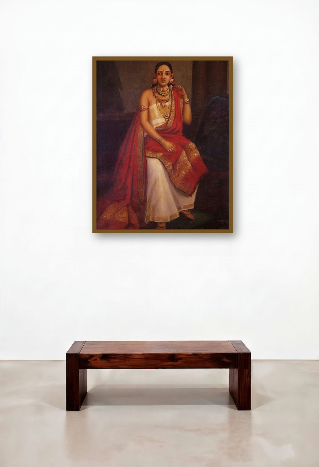 Feigned Arrogance by artist Raja Ravi Varma displayed in a Luxury Executive Office