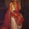 Figurative oil painting titled 'Feigned Arrogance', 24x18 inches, by artist Raja Ravi Varma Reproduction on Canvas