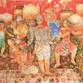 Figurative serigraphs painting titled 'Festival', 30x35 inch, by artist Sakti Burman on Paper