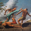 Realistic postercolor painting titled 'Fighting', 19x25 inches, by artist Sanjay Sarfare on Handmade Mount board