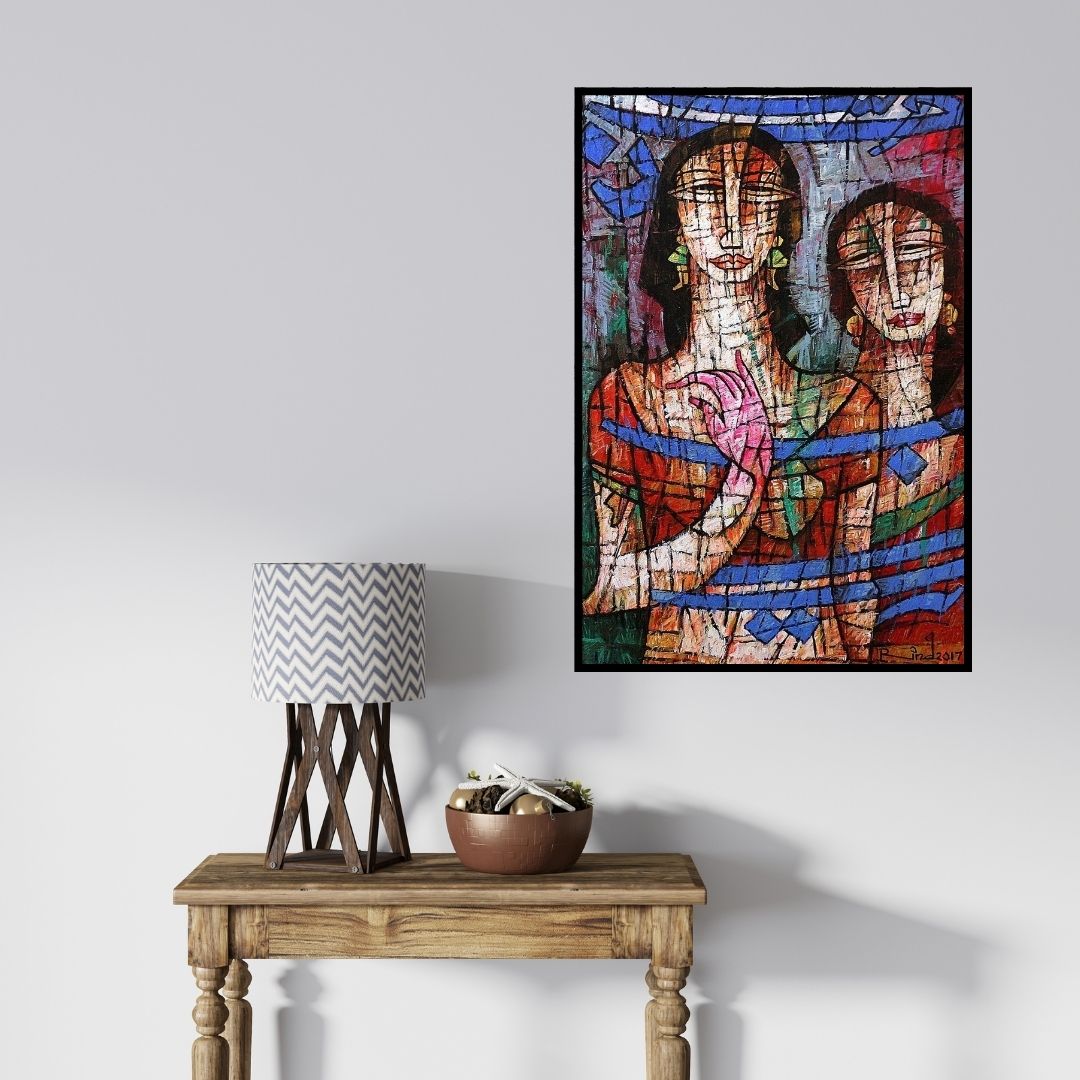 In-situ view of A S Rind's 'Figurative Painting 2' painting in a room