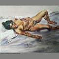 Nude watercolor painting titled 'Figure 3', 24x30 inches, by artist NanaSaheb Yeole on Paper
