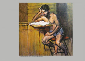 Figurative acrylic painting titled 'Figure 6', 24x24 inches, by artist NanaSaheb Yeole on Canvas