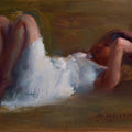 Figurative oil painting titled 'Figure IX', 13x21 inches, by artist Pramod Kurlekar on Canvas
