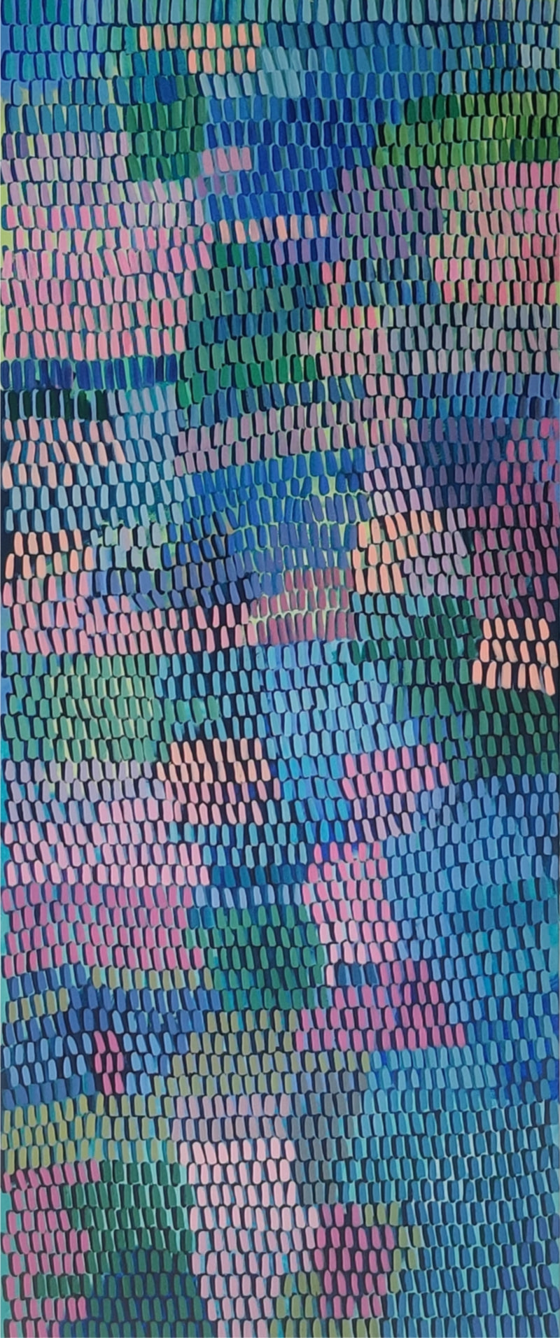 'Finding The Path' abstract acrylic painting by artist Ketki Fadnis, 60x24 inch, on canvas