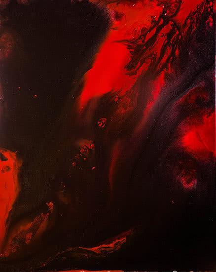 Abstract acrylic painting titled 'Fire 2', 30x24 inches, by artist Kartikey Sharma on Canvas