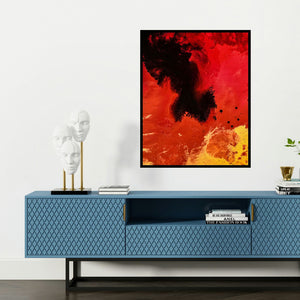 'Fire 3' painting by Kartikey Sharma shown on a wall in a furnished room.