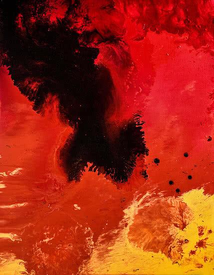 Abstract acrylic painting titled 'Fire 3', 30x24 inches, by artist Kartikey Sharma on Canvas
