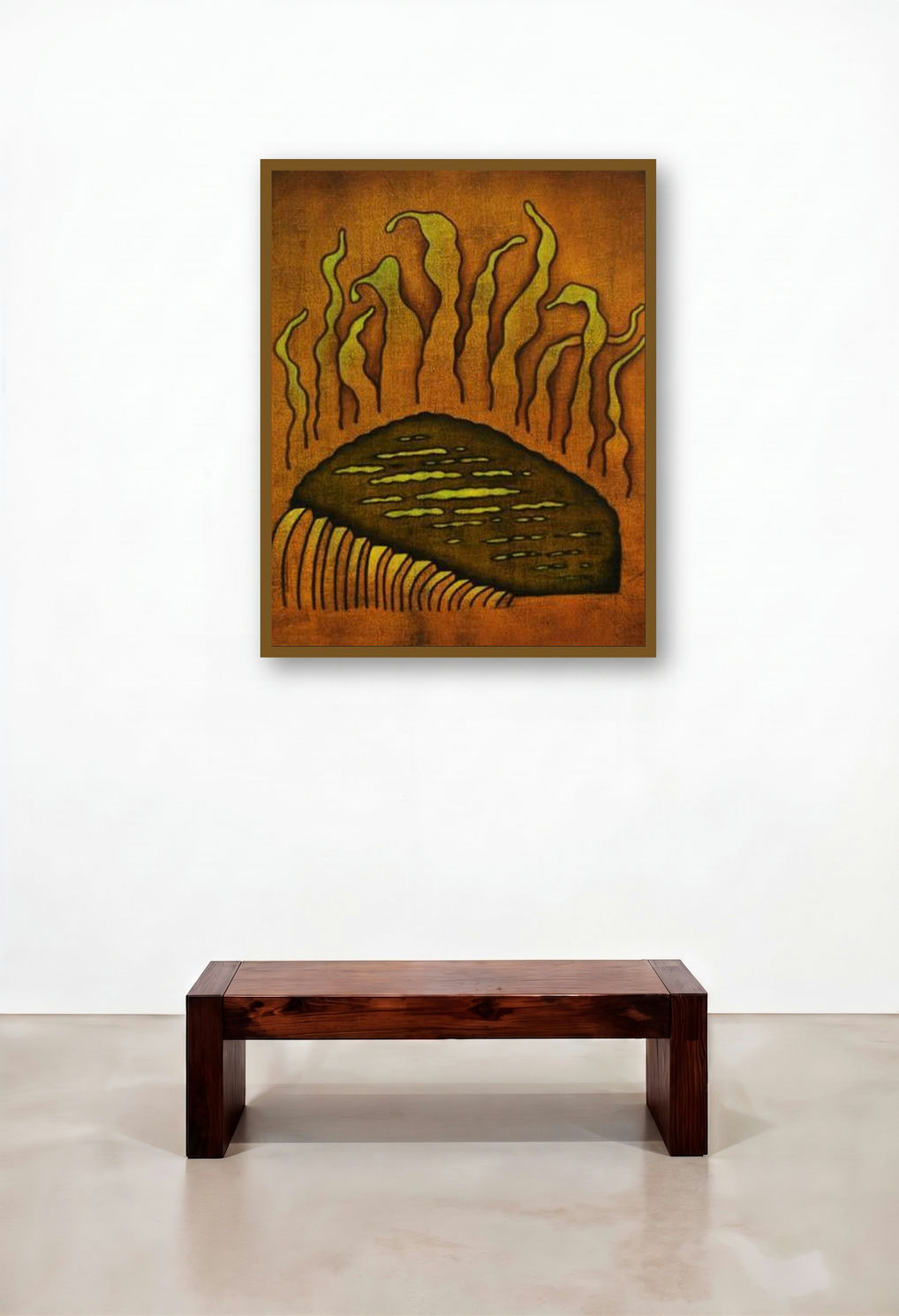 Fire Abstract by artist Santosh More displayed in a Luxury Reception Area