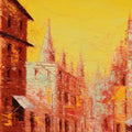 Cityscape oil painting titled 'First Light 3', 24x36 inches, by artist Purnendu Mandal on Canvas