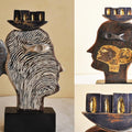 Figurative sculpture titled 'First Person', 14x9x3 inches, by artist Renu Bala on Wood, Brass