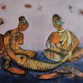 Figurative acrylic painting titled 'Fisher Women', 30x36 inches, by artist Pooja Shelke on Canvas