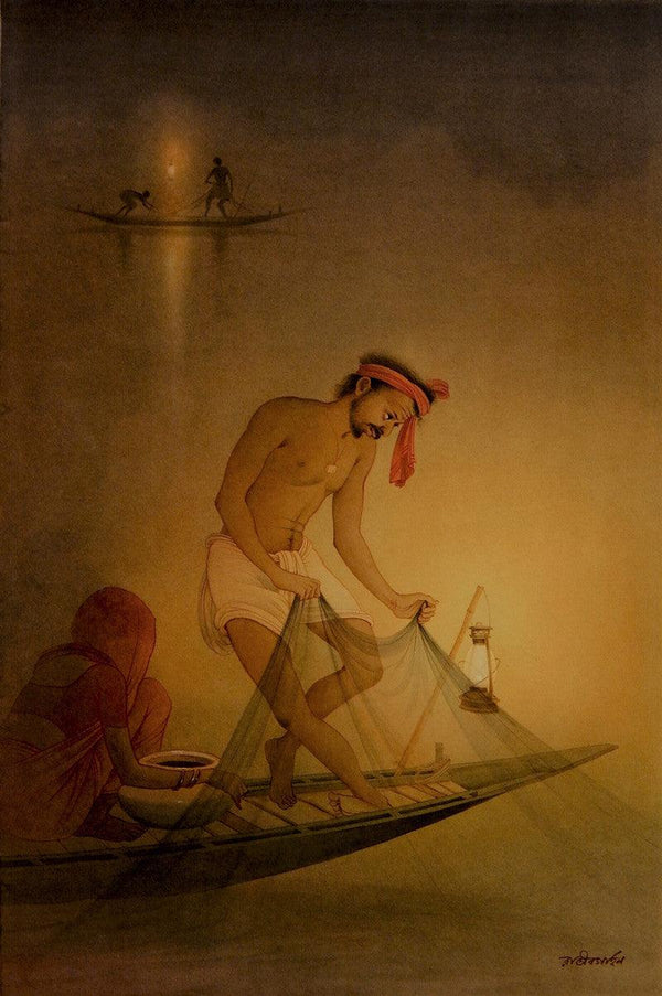 Fisherman 1 Painting by Rajib Gain | ArtZolo.com