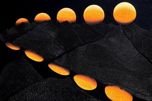 Landscape acrylic painting titled 'Five Steps', 53x80 inches, by artist Mamoon Nomani on Canvas