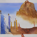 Flagposts Show The Way Of The Faith' religious watercolor painting by artist Prashant Prabhu, 22x30 inch, on paper