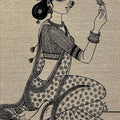 The Flay' figurative mixed-media painting by artist Varsha R Kharatmal, 24x18 inch, on jucard textile