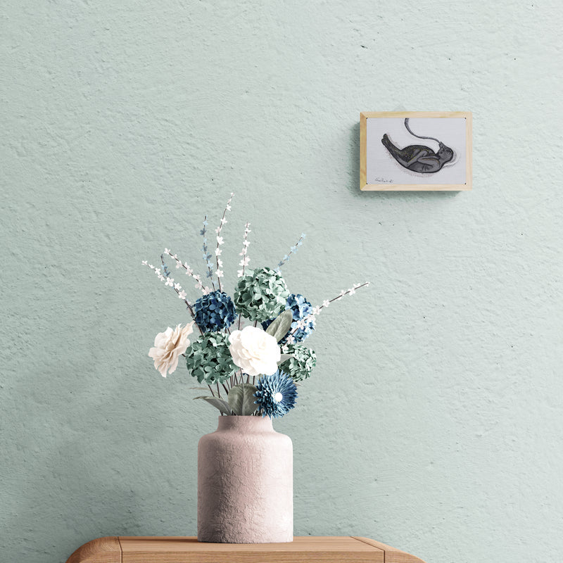 Preview of 'Flight 3 (A Celestial Beginning)' Painting by Sudhir Shukla shown on a wall in a furnished room.