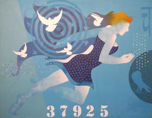 Flight Of Peace (Spirit of Flight) by Ranjit Singh, Original Acrylic Figurative Painting on Canvas, Large Horizontal Wall Art